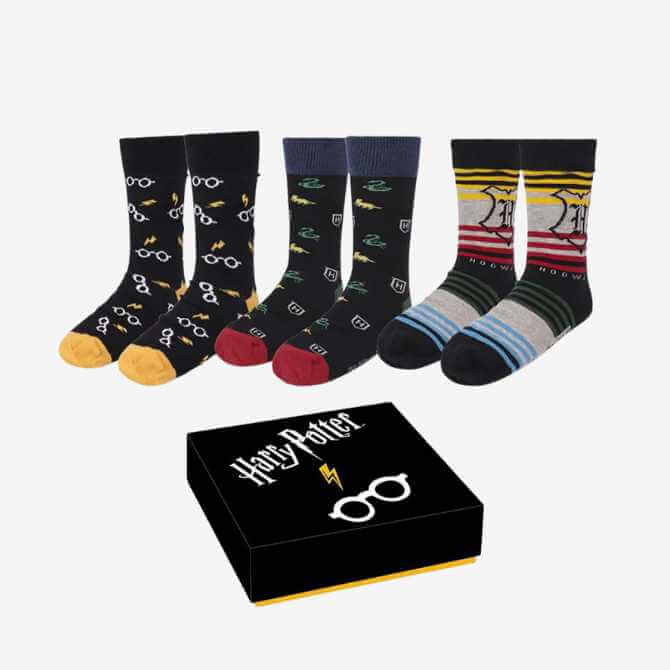 Lot De 3 Paires Chaussettes Harry Potter Enfant – Coton, Tailles 23-26 à 31-34